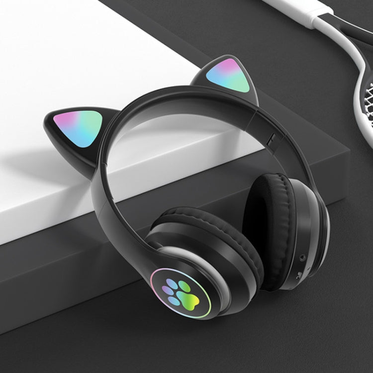 TN-28 3.5mm Bluetooth 5.0 Conexión dual RGB Cat Ear Bass Auriculares estéreo con cancelación de ruido Compatible con tarjeta TF con micrófono