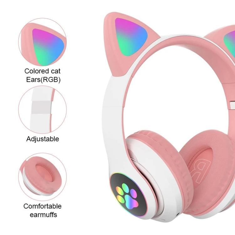 TN-28 3.5mm Bluetooth 5.0 Conexión dual RGB Cat Ear Bass Auriculares estéreo con cancelación de ruido Compatible con tarjeta TF con micrófono
