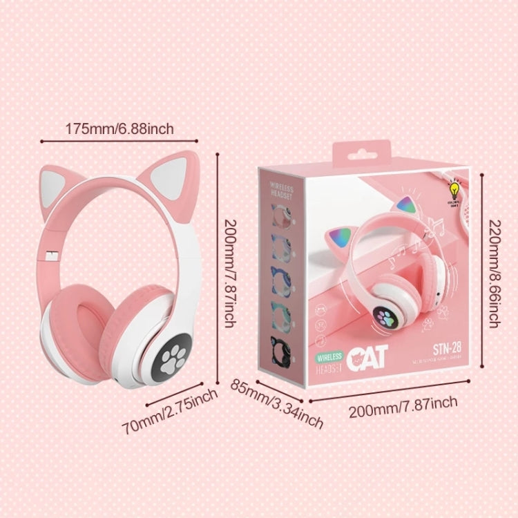 TN-28 3.5mm Bluetooth 5.0 Conexión dual RGB Cat Ear Bass Auriculares estéreo con cancelación de ruido Compatible con tarjeta TF con micrófono