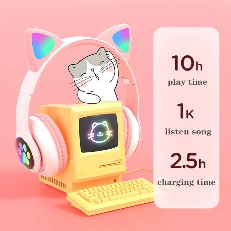 TN-28 3.5mm Bluetooth 5.0 Conexión dual RGB Cat Ear Bass Auriculares estéreo con cancelación de ruido Compatible con tarjeta TF con micrófono