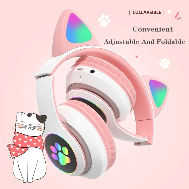 TN-28 3.5mm Bluetooth 5.0 Conexión dual RGB Cat Ear Bass Auriculares estéreo con cancelación de ruido Compatible con tarjeta TF con micrófono
