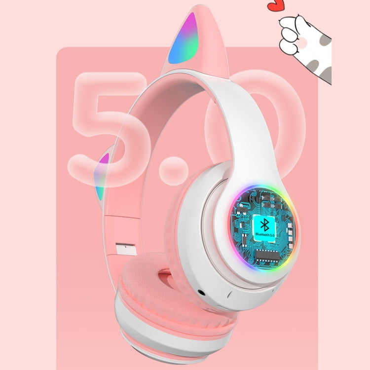 TN-28 3.5mm Bluetooth 5.0 Conexión dual RGB Cat Ear Bass Auriculares estéreo con cancelación de ruido Compatible con tarjeta TF con micrófono