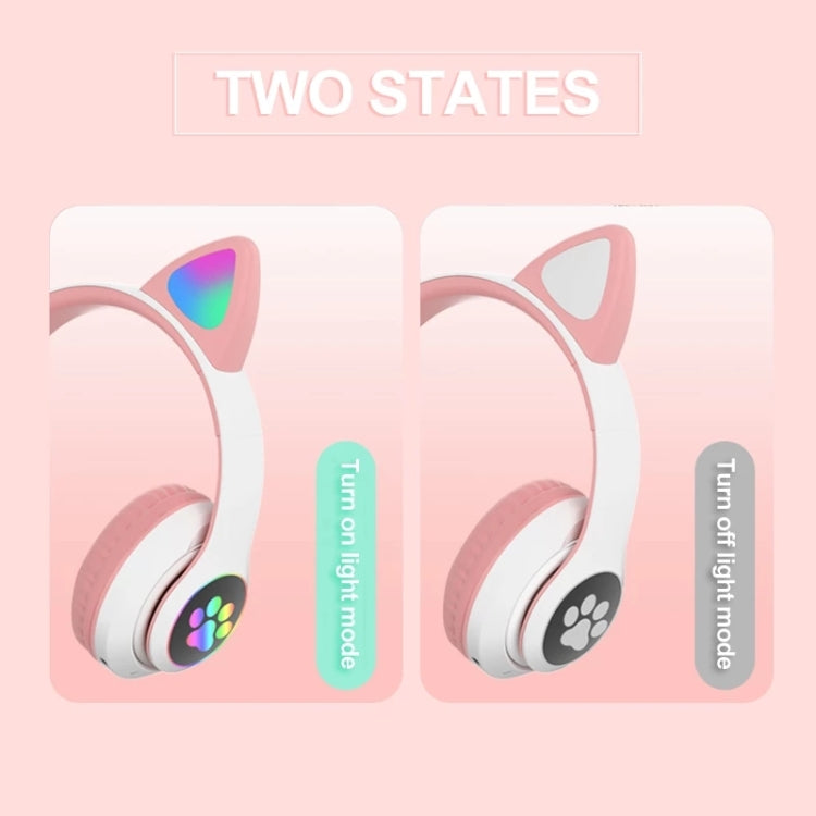 TN-28 3.5mm Bluetooth 5.0 Conexión dual RGB Cat Ear Bass Auriculares estéreo con cancelación de ruido Compatible con tarjeta TF con micrófono