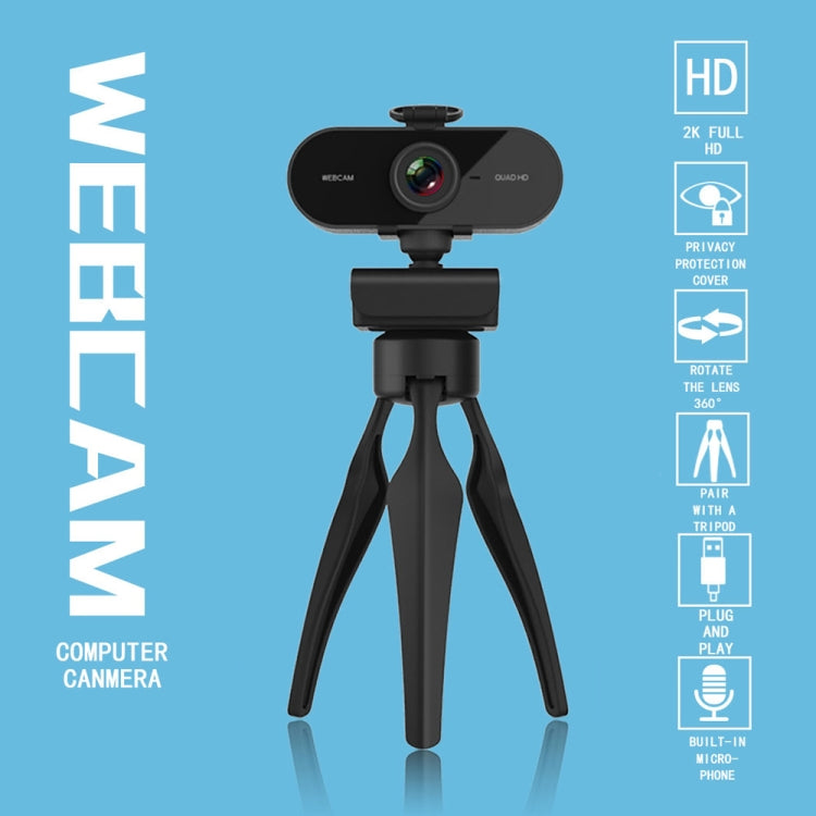 B1 4 millones de píxeles Resolución 2K HD 1080P Cámara web con rotación de 360 grados con micrófono y trípode