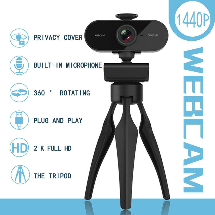B1 4 millones de píxeles Resolución 2K HD 1080P Cámara web con rotación de 360 grados con micrófono y trípode