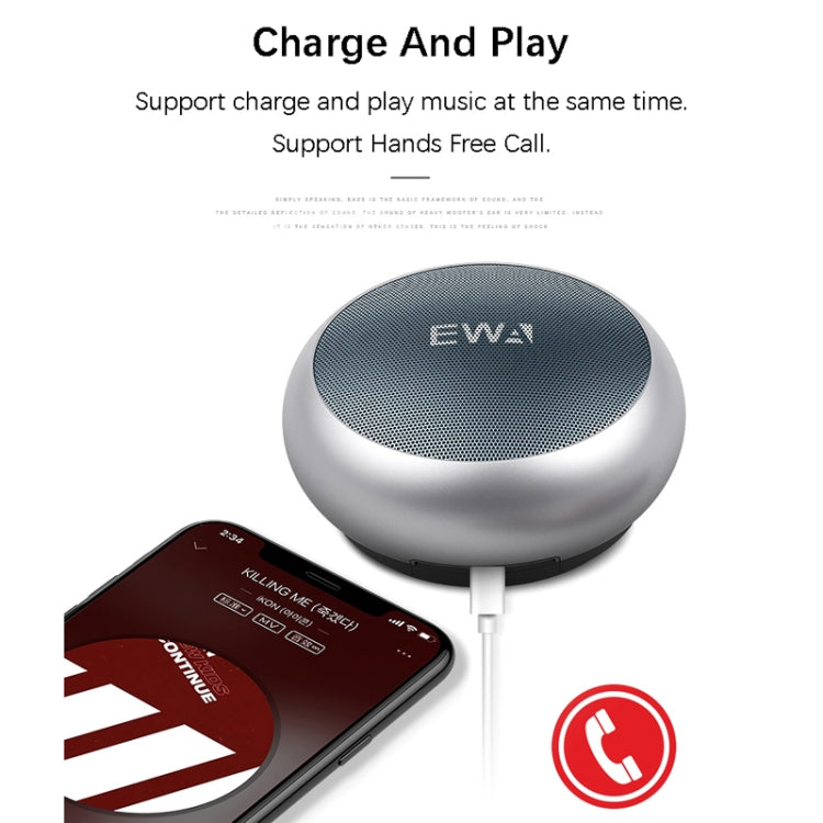 EWA A110 IPX5 Mini Altavoz Bluetooth Inalámbrico de Metal Portátil a Prueba de Agua Soporta Audio de 3.5mm y Tarjeta TF de 32GB y Llamadas