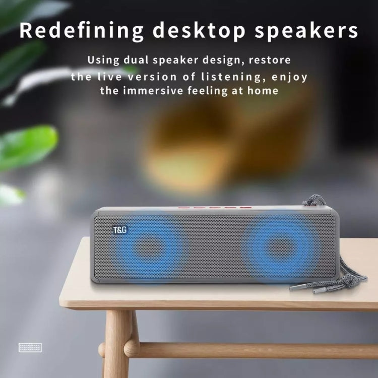 Altavoz Bluetooth T&G TG271 TWS Subwoofer con cuerda trenzada, compatible con tarjeta USB/AUX/TF/FM