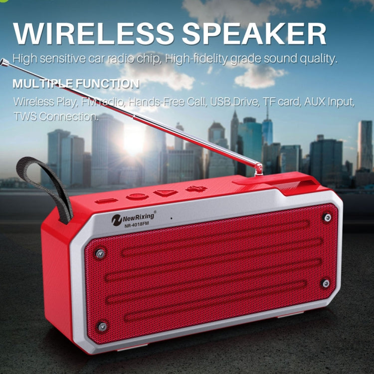 Altavoz Bluetooth estéreo portátil NewRixing NR4018FM TWS, compatible con tarjeta TF/FM/3,5mm AUX/disco U/llamada manos libres