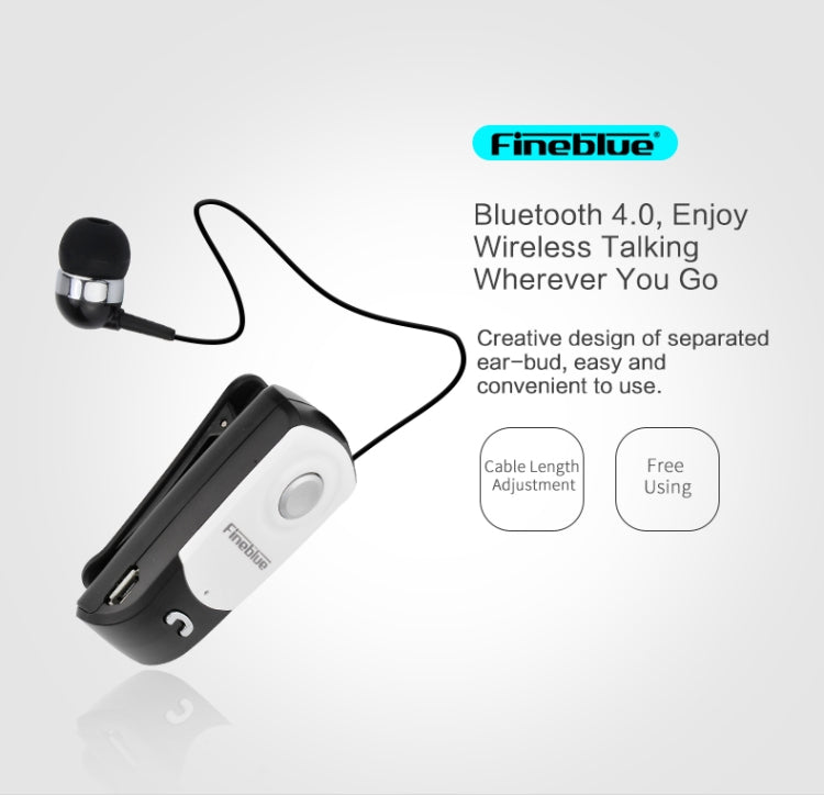 F960 CSR4.1 Cable retráctil Llamador Vibración Recordatorio Auriculares Bluetooth antirrobo, Black, White, Gold, Silver