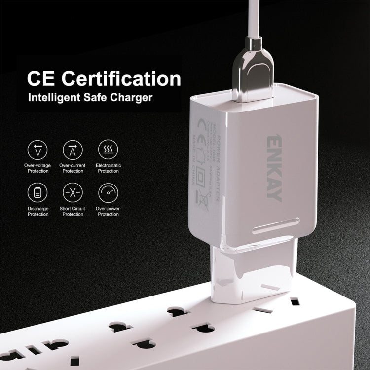 ENKAY Hat-Prince T006-1 18W USB QC 3.0 Adaptador de corriente para cargador de viaje de carga rápida, enchufe de la UE