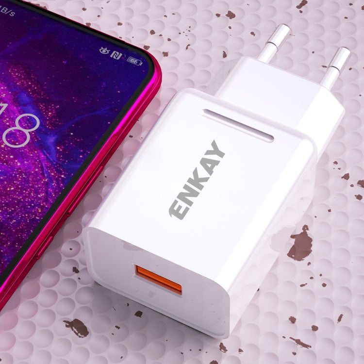 ENKAY Hat-Prince T006-1 18W USB QC 3.0 Adaptador de corriente para cargador de viaje de carga rápida, enchufe de la UE