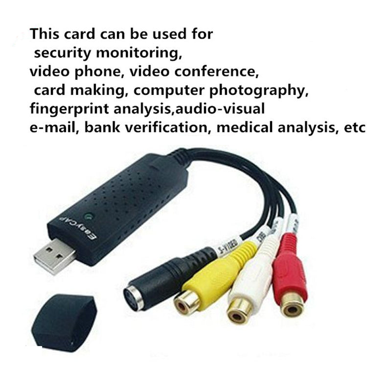 Conector portátil USB 2,0 de vídeo + Audio RCA hembra a hembra para TV / DVD / VHS compatible con Vista 64 / win 7 / win 8 / win 10 / Mac OS