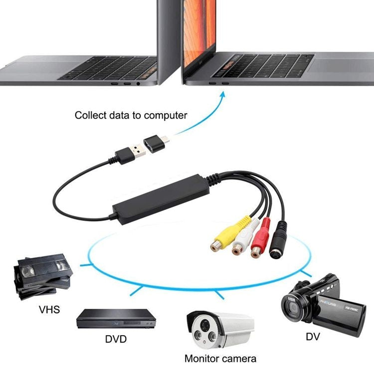 Cable USB a RCA 60+ Compatible con Vista 64 / Win 7 / Win 8 / Win 10 / Mac OS