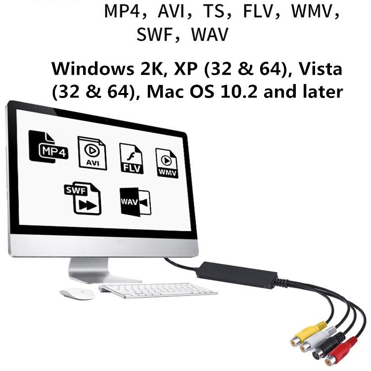 Cable USB a RCA 60+ Compatible con Vista 64 / Win 7 / Win 8 / Win 10 / Mac OS