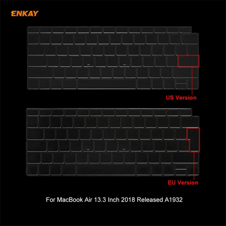 ENKAY 3 en 1 Crystal Laptop Funda protectora + Versión de EE. UU. Película de teclado TPU + Juego de tapones antipolvo para MacBook Air 13.3 pulgadas A1932 (2018), For MacBook Air 13.3 inch A1932 (2018)