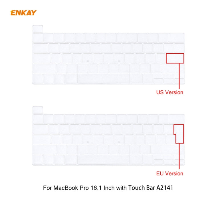 ENKAY 3 en 1 Crystal Laptop Funda protectora + Versión de EE. UU. Película de teclado TPU + Juego de tapones antipolvo para MacBook Pro 16 pulgadas A2141 (con barra táctil), For MacBook Pro 16 inch A2141 (with Touch Bar)