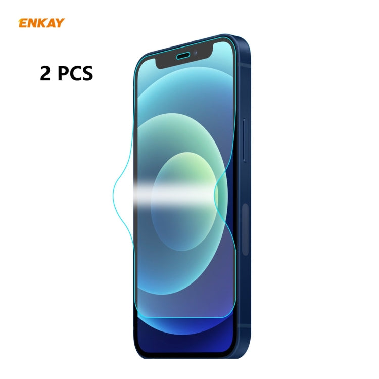 2 uds ENKAY Hat-Prince 0,1mm 3D Protector de pantalla completa película de hidrogel a prueba de explosiones, For iPhone 12 mini, For iPhone 12 / 12 Pro, For iPhone 12 Pro Max