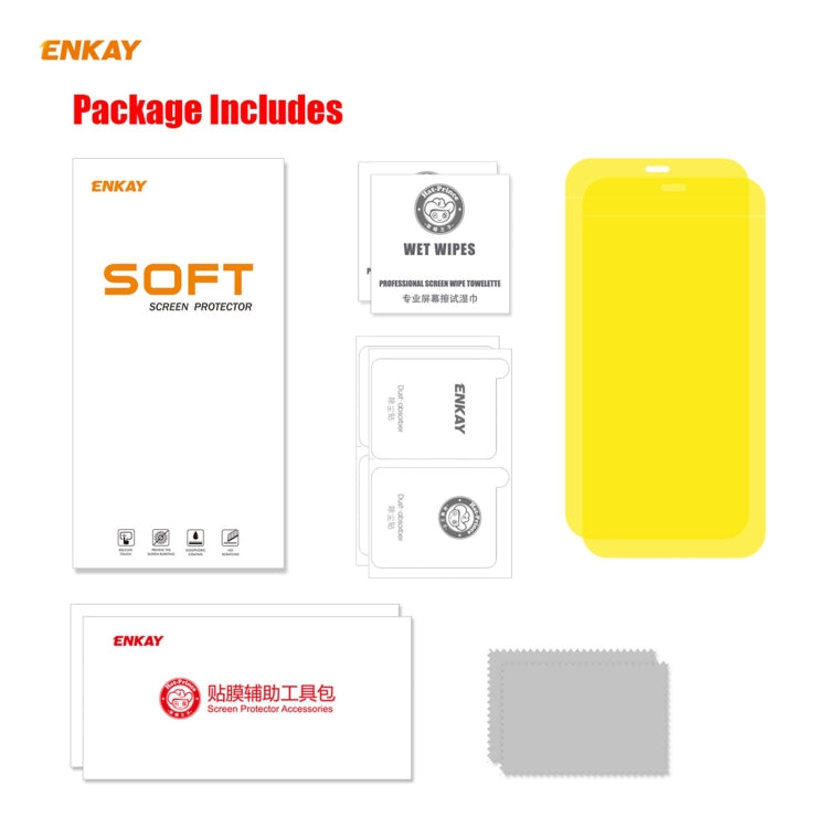 2 uds ENKAY Hat-Prince 0,1mm 3D Protector de pantalla completa película de hidrogel a prueba de explosiones, For iPhone 12 mini, For iPhone 12 / 12 Pro, For iPhone 12 Pro Max