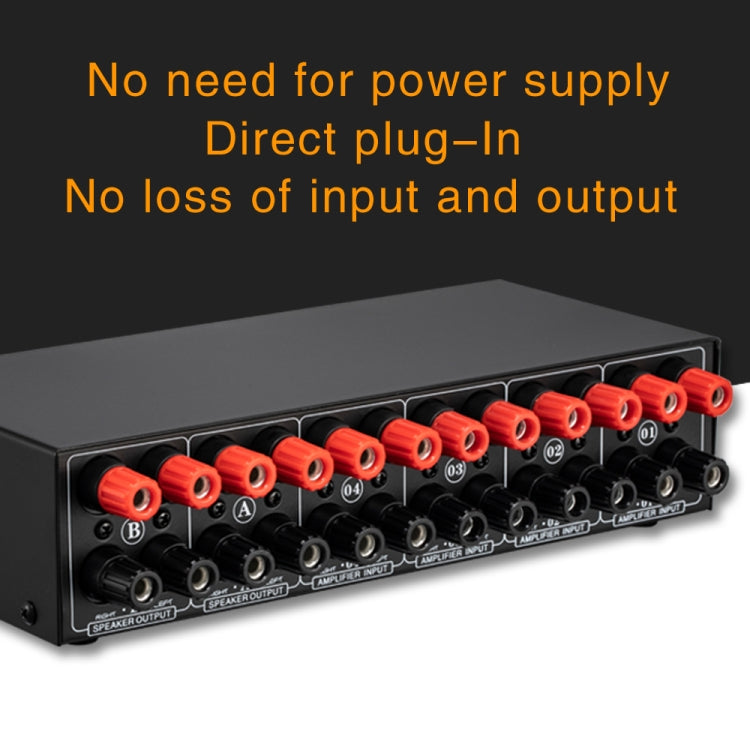Amplificador de potencia de 4 entradas y 2 salidas y conmutador de altavoz Comparador divisor de interruptor de altavoz 300 W por canal sin pérdida de calidad de sonido, 4 In 2 Out