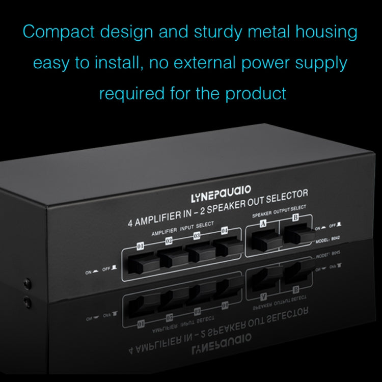 Amplificador de potencia de 4 entradas y 2 salidas y conmutador de altavoz Comparador divisor de interruptor de altavoz 300 W por canal sin pérdida de calidad de sonido, 4 In 2 Out