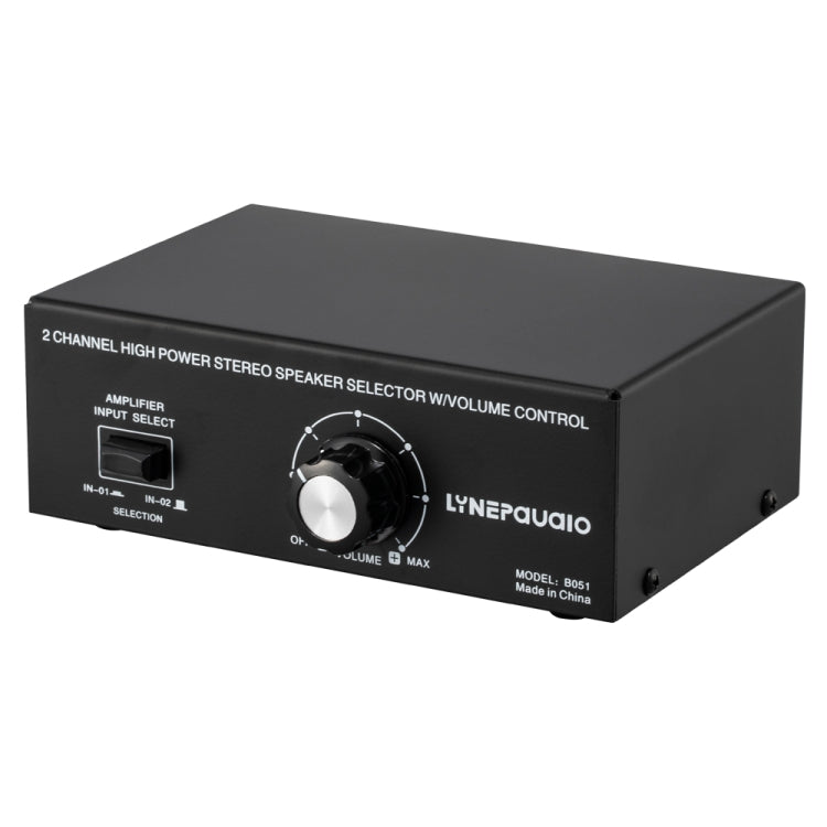 B051 Amplificador de potencia de 2 entradas y 1 salida y conmutador de selección de altavoz Salida con ajuste de volumen 2 amplificadores de potencia Conmutador de audio Comparador de distribución de interruptores, B051