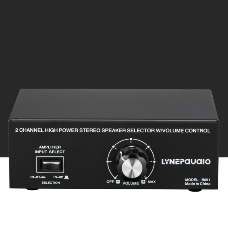 B051 Amplificador de potencia de 2 entradas y 1 salida y conmutador de selección de altavoz Salida con ajuste de volumen 2 amplificadores de potencia Conmutador de audio Comparador de distribución de interruptores, B051