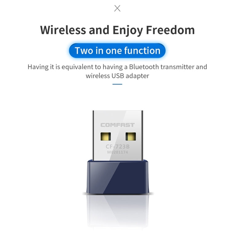 COMFAST CF-723B Mini 2 en 1 USB Bluetooth WiFi Adaptador 150Mbps Receptor de tarjeta de red inalámbrica, CF-723B