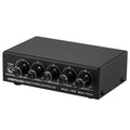 Mezclador de 3 canales Amplificador estéreo frontal Ajustador de altos/medios/graves, fuente de alimentación USB de 5 V, enchufe de EE. UU., B056