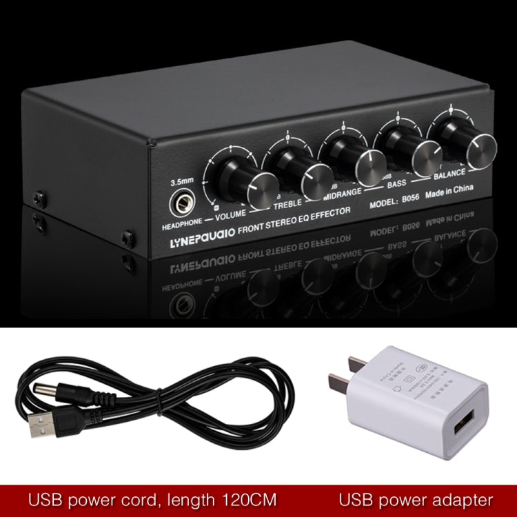 Mezclador de 3 canales Amplificador estéreo frontal Ajustador de altos/medios/graves, fuente de alimentación USB de 5 V, enchufe de EE. UU., B056