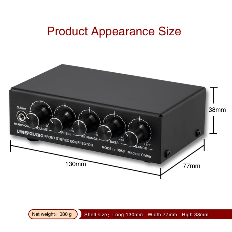 Mezclador de 3 canales Amplificador estéreo frontal Ajustador de altos/medios/graves, fuente de alimentación USB de 5 V, enchufe de EE. UU., B056