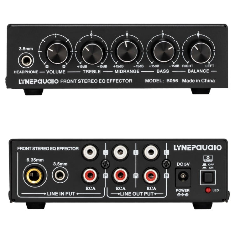 Mezclador de 3 canales Amplificador estéreo frontal Ajustador de altos/medios/graves, fuente de alimentación USB de 5 V, enchufe de EE. UU., B056