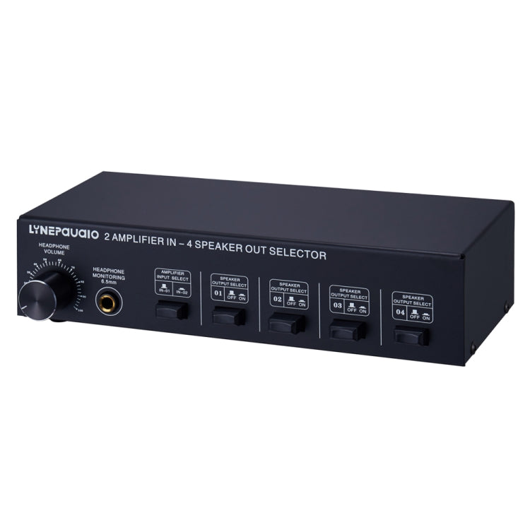 B032 Amplificador de potencia de 2 entradas y 4 salidas Conmutador de sonido Altavoz Calidad de sonido sin pérdidas 300 W por canal Distribuidor de interruptor Comparador con función de monitoreo de auriculares / Entrada de audio, B032