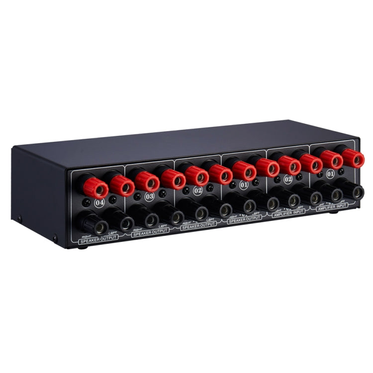 B032 Amplificador de potencia de 2 entradas y 4 salidas Conmutador de sonido Altavoz Calidad de sonido sin pérdidas 300 W por canal Distribuidor de interruptor Comparador con función de monitoreo de auriculares / Entrada de audio, B032