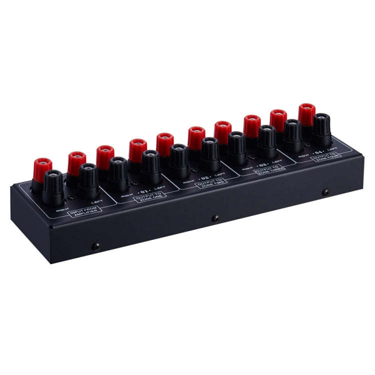 Distribuidor de altavoces de sonido con amplificador de 1 entrada y 4 salidas, fuente de sonido de 4 áreas, panel de distribución de señal, entrada de audio única, 300 W por canal, B030