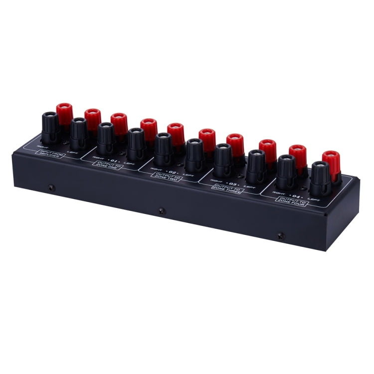 Distribuidor de altavoces de sonido con amplificador de 1 entrada y 4 salidas, fuente de sonido de 4 áreas, panel de distribución de señal, entrada de audio única, 300 W por canal, B030