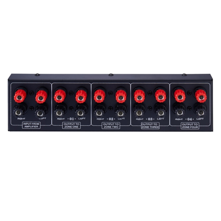 Distribuidor de altavoces de sonido con amplificador de 1 entrada y 4 salidas, fuente de sonido de 4 áreas, panel de distribución de señal, entrada de audio única, 300 W por canal, B030
