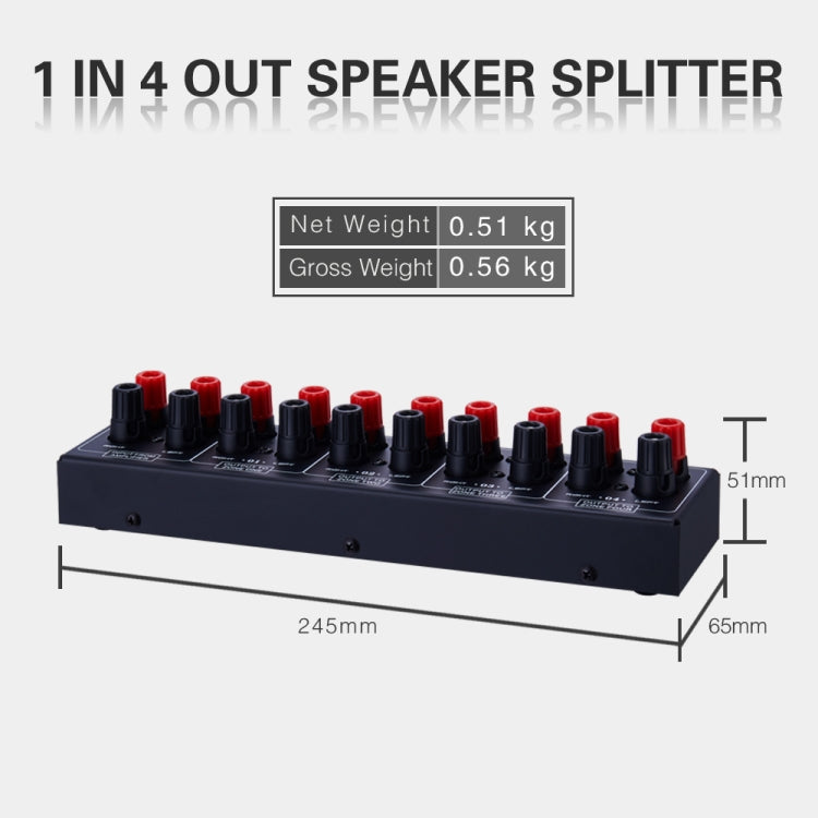 Distribuidor de altavoces de sonido con amplificador de 1 entrada y 4 salidas, fuente de sonido de 4 áreas, panel de distribución de señal, entrada de audio única, 300 W por canal, B030