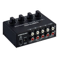Amplificador de señal estéreo frontal de 1 entrada y 4 salidas, ajuste de volumen de salida independiente, interfaz RCA, asignador sin pérdida, enchufe estadounidense, B029