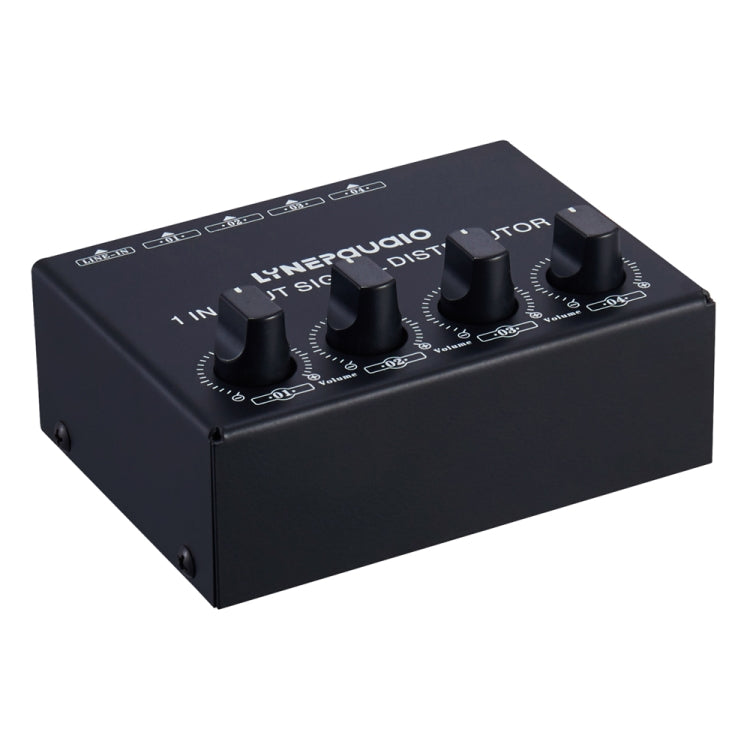 Amplificador de señal estéreo frontal de 1 entrada y 4 salidas, ajuste de volumen de salida independiente, interfaz RCA, asignador sin pérdida, enchufe estadounidense, B029