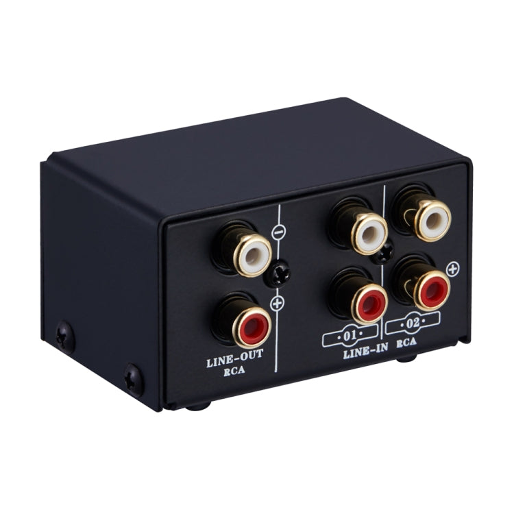 B101 2 en 1 salida (1 entrada 2 salida) Conmutador de selección de señal de fuente de audio Altavoz de computadora RCA Conmutador de fuente de audio sin pérdidas, B101