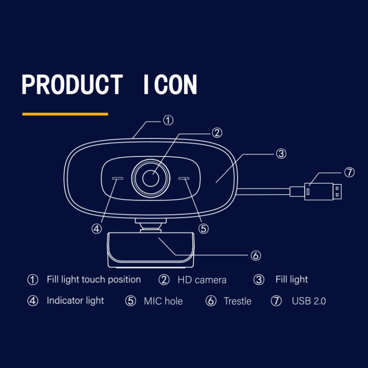 C10 2K HD sin distorsión, rotación de 360 grados, luz de relleno de tres velocidades, cámara web con unidad libre USB, micrófono integrado con sonido más claro