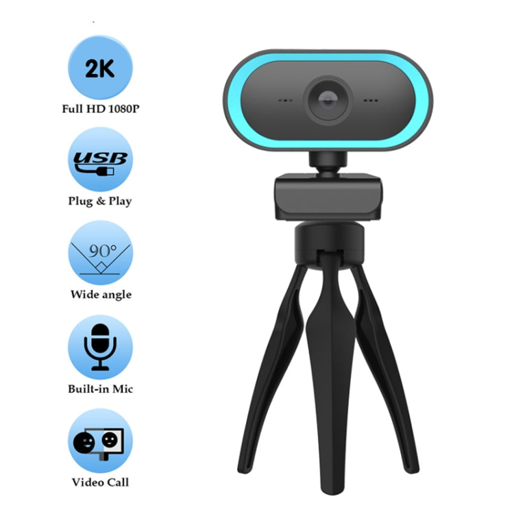 C11 2K Calidad de imagen HD Sin distorsión 360 grados Rotación Micrófono incorporado Cámaras web claras con trípode