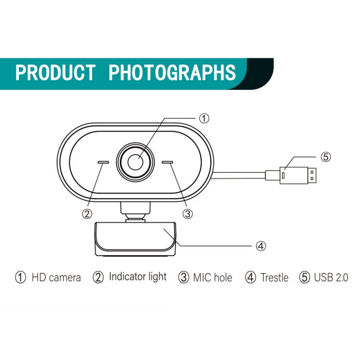 C11 2K Calidad de imagen HD Sin distorsión 360 grados Rotación Micrófono incorporado Cámaras web claras con trípode