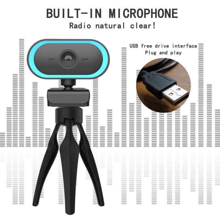 C11 2K Calidad de imagen HD Sin distorsión 360 grados Rotación Micrófono incorporado Cámaras web claras con trípode