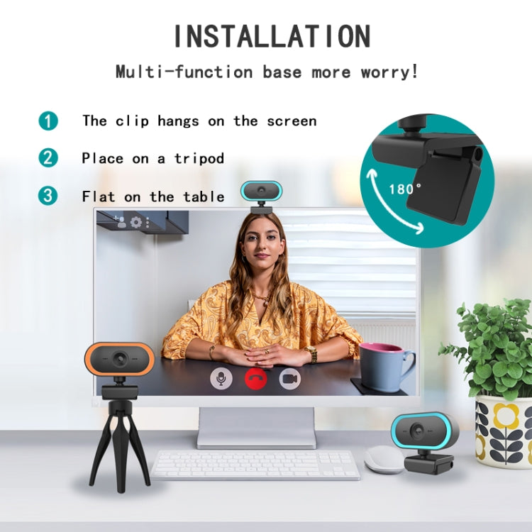 C11 2K Calidad de imagen HD Sin distorsión 360 grados Rotación Micrófono incorporado Cámaras web claras con trípode
