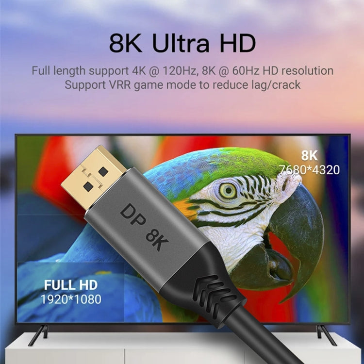 Cable DisplayPort 1.4 8K HDR 60 Hz 32,4 Gbps para vídeo/PC/portátil/TV, longitud del cable: 1 m, 1m