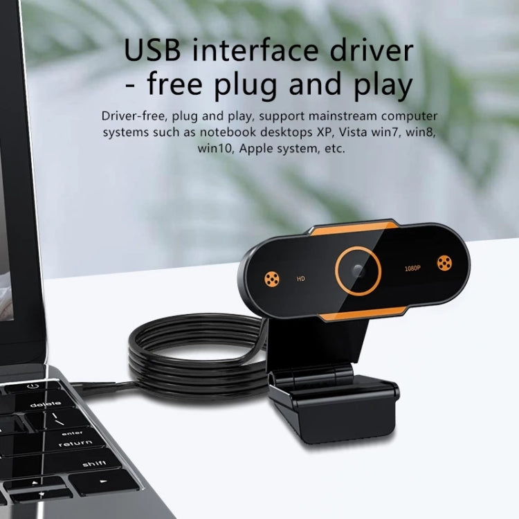 312 1080P HD USB 2.0 PC Cámara de escritorio Cámara web con micrófono, Longitud del cable: aproximadamente 1,3 m, Regular, with Tripod, Anti-peep
