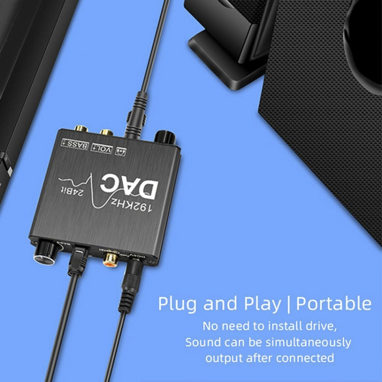 Convertidor de audio digital a analógico Extractor estéreo Amplificador DAC Óptico SPDIF 192Khz 24Bit