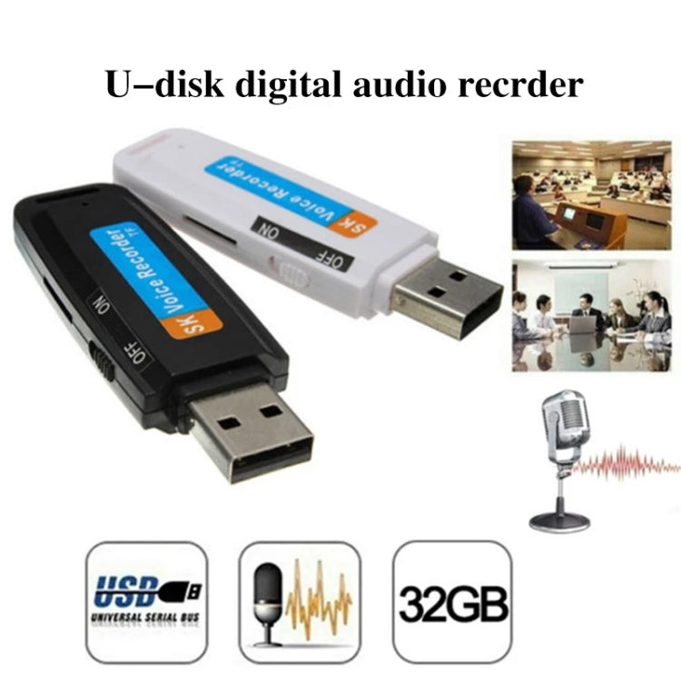 SK001 Profesional Recargable U-Disk Portátil USB Digital Audio Voice Recorder Pen Soporte Tarjeta TF Hasta 32GB Dictáfono Flash Drive, 32GB