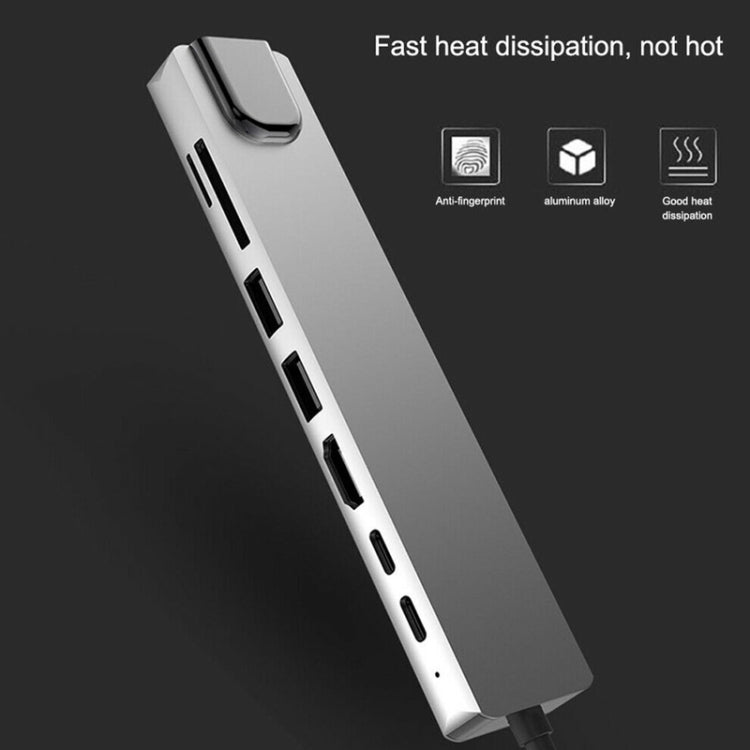 Aleación de aluminio 8 en 1 Multi HD USB 3,0 USB-C Hub adaptador de carga SD PD y TF RJ45 adaptador de lector de tarjetas para MacBook Pro Air